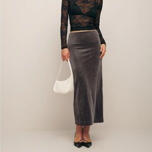 Reformation Maria Knit Skirt Stone Velvet